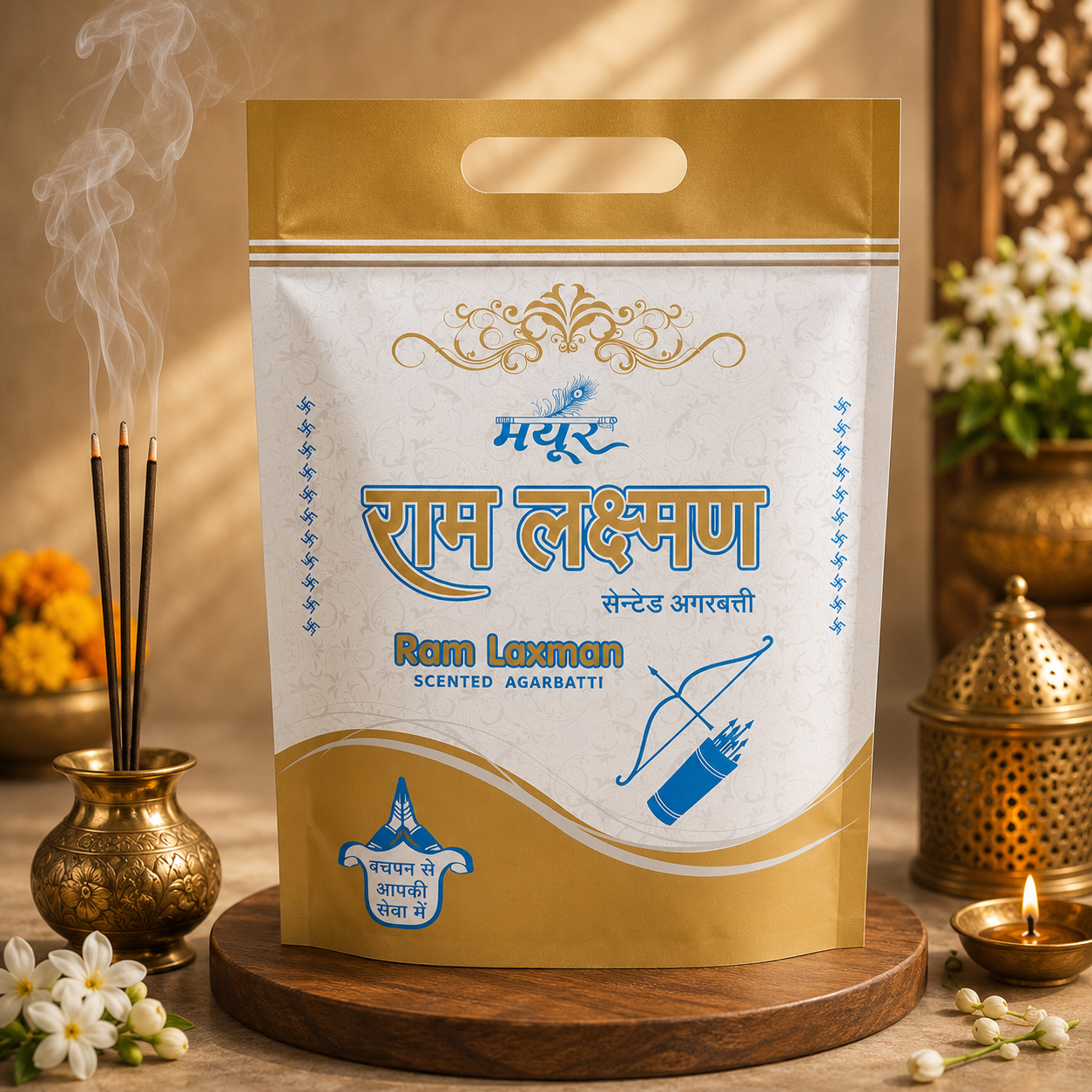 Ram Laxman Scented Agarbatti Handle Family Bag White - Image 1